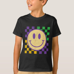 Mardi Gras Smile Face Groovy Chequered Men Women K T-Shirt
