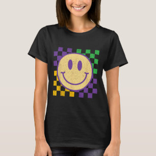 Mardi Gras Smile Face Groovy Chequered Men Women K T-Shirt