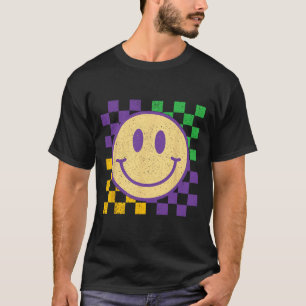 Mardi Gras Smile Face Groovy Chequered Men Women K T-Shirt