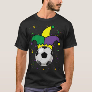 Mardi Gras Soccer Jester Hat Carnival Matching New T-Shirt
