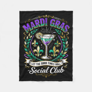 Mardi gras social club let the good times roll fleece blanket