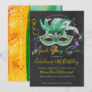 Mardi Gras Soiree 30th Birthday Invitation
