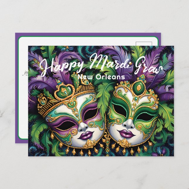 💚💜💛 Mardi Gras Splendour Postcard (Front/Back)