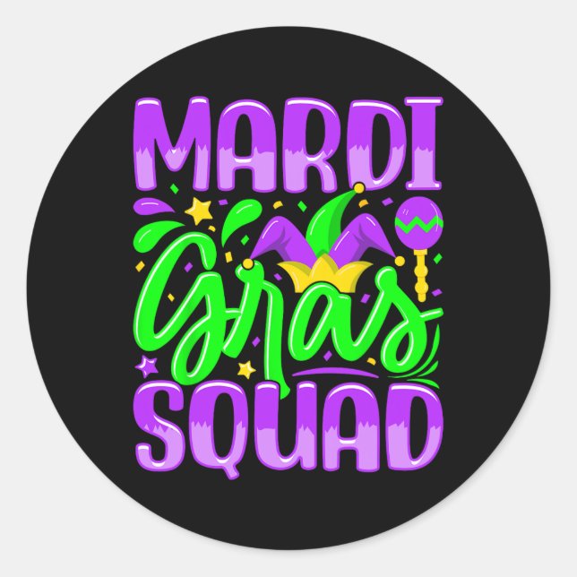 Mardi Gras Squad 1  Classic Round Sticker (Front)