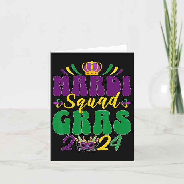 Mardi Gras Squad 2024 Group Matching Celebration  Card (Front)