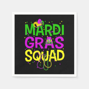 Mardi Gras Squad Beads Jester Hat T-Shirt Napkin