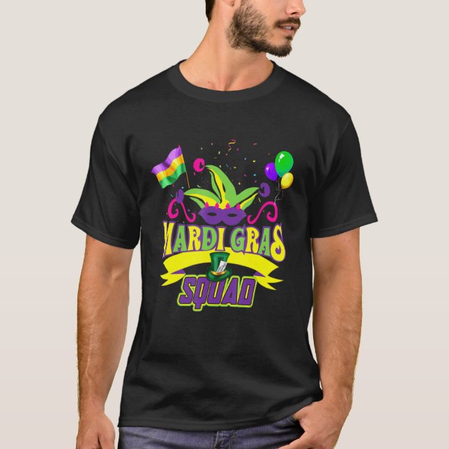 Mardi Gras Squad Costume  Carnival Mask T-Shirt (Front)