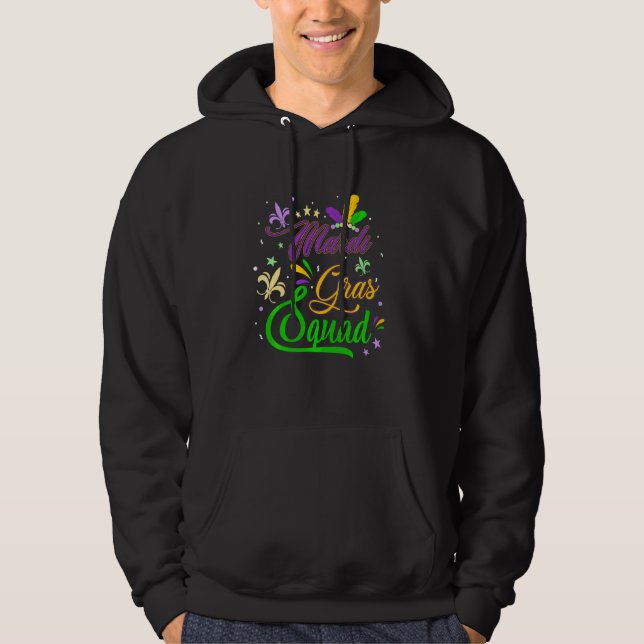 Mardi Gras Squad Fleur De Lys Mask Funny Mardi Gra Hoodie (Front)