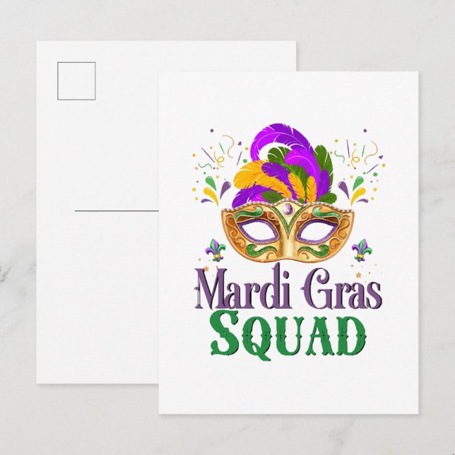 Mardi Gras Squad Invitation Postcard (Front/Back)