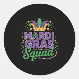 Mardi Gras Squad Matching Group Cruise Crew Party Classic Round Sticker