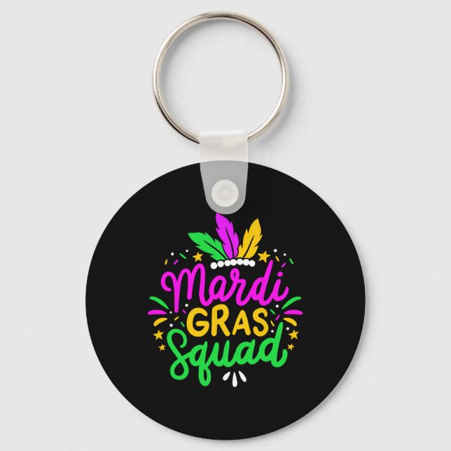 Mardi Gras Squad Party Gift  Key Ring (Front)