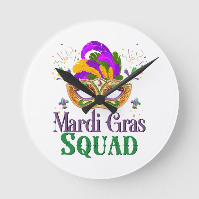 Mardi Gras Squad Round Clock (Front)