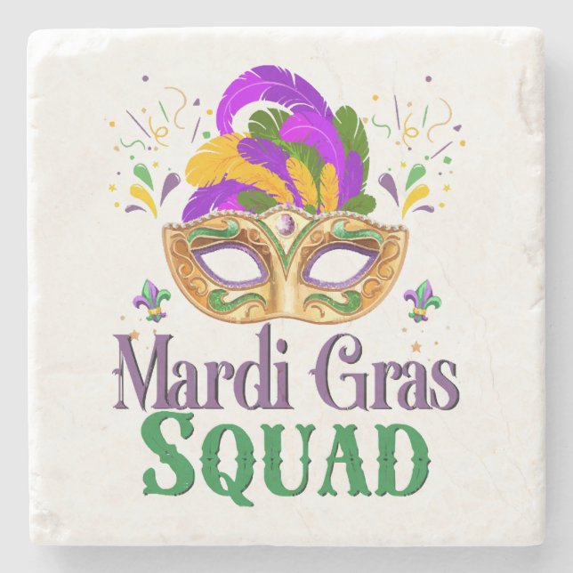 Mardi Gras Squad Stone Coaster (Front)