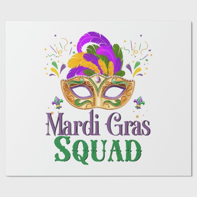 Mardi Gras Squad Wrapping Paper (Flat)