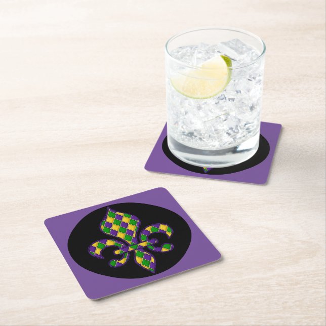 Mardi Gras  Square Paper Coaster (Insitu)