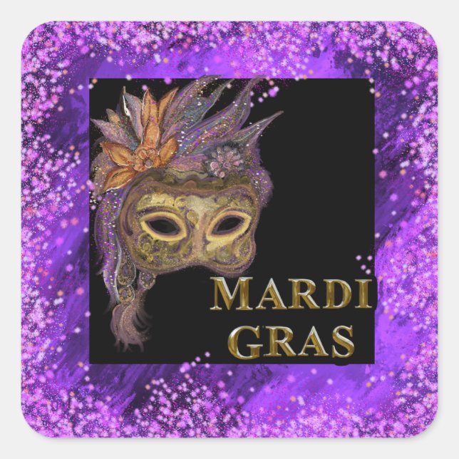 Mardi Gras Square Sticker (Front)
