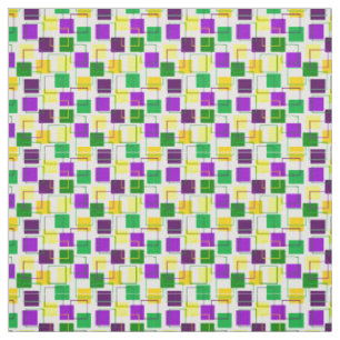 Mardi Gras Squares and Outlines Fabric