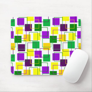 Mardi Gras Squares and Outlines Mouse Mat