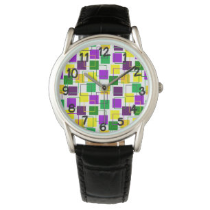 Mardi Gras Squares and Outlines Watch