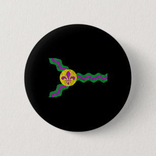 Mardi Gras St. Louis Flag Soulard Distressed 6 Cm Round Badge