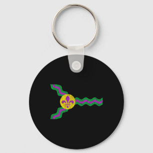 Mardi Gras St. Louis Flag Soulard Distressed  Key Ring