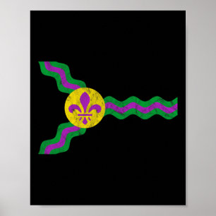 Mardi Gras St. Louis Flag Soulard Distressed Poster