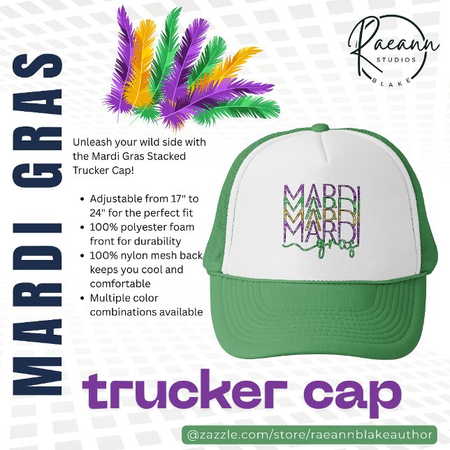 Mardi Gras Stacked Trucker Cap (Creator Uploaded)