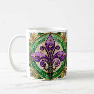 Mardi Gras Stained Glass Fleur de lis  Coffee Mug