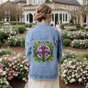 Mardi Gras Stained Glass Fleur de lis Denim Jacket