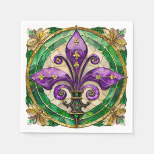 Mardi Gras Stained Glass Fleur de lis  Napkin
