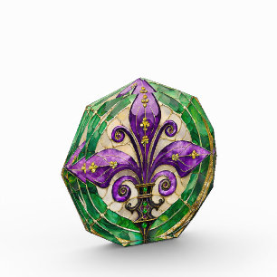 Mardi Gras Stained Glass Fleur de lis Photo Block