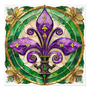Mardi Gras Stained Glass Fleur de lis Photo Print