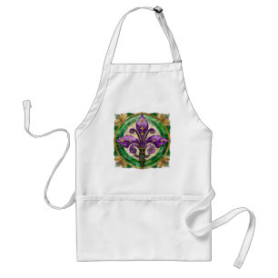 Mardi Gras Stained Glass Fleur de lis  Standard Apron