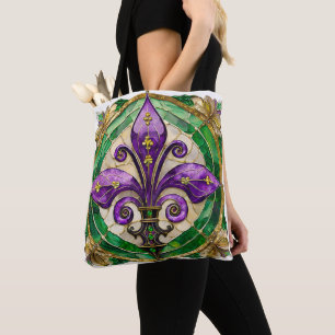 Mardi Gras Stained Glass Fleur de lis  Tote Bag