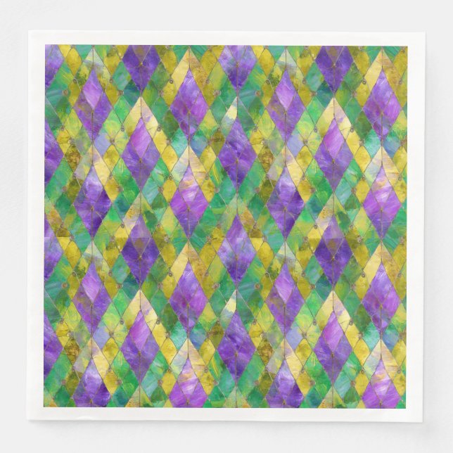 Mardi Gras Stained Glass Harlequin Print Napkin (Front)