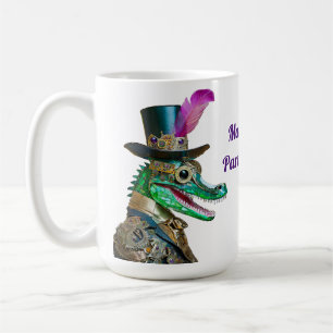 Mardi Gras Steampunk Party Animal Alligator Coffee Mug