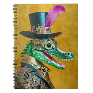 Mardi Gras Steampunk Party Animal Alligator Notebook
