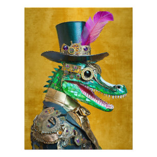 Mardi Gras Steampunk Party Animal Alligator Photo Print