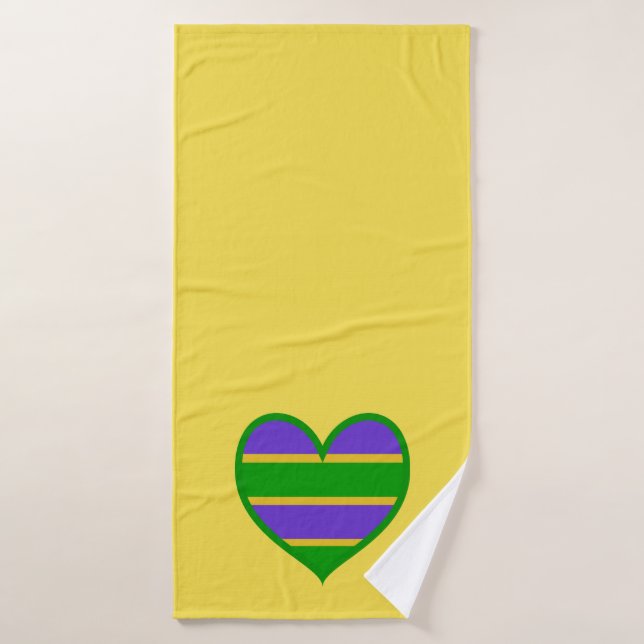 Mardi Gras Striped Heart Bath Towel Set (Bath Towel)