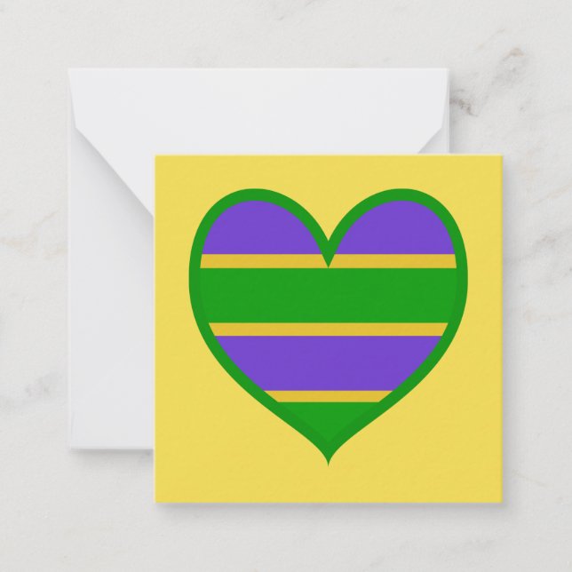 Mardi Gras Striped Heart Card (Front)