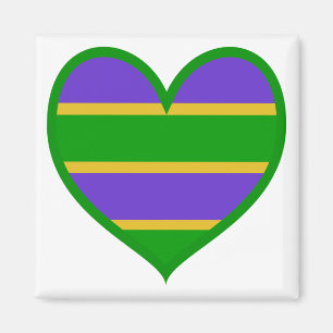 Mardi Gras Striped Heart Magnet