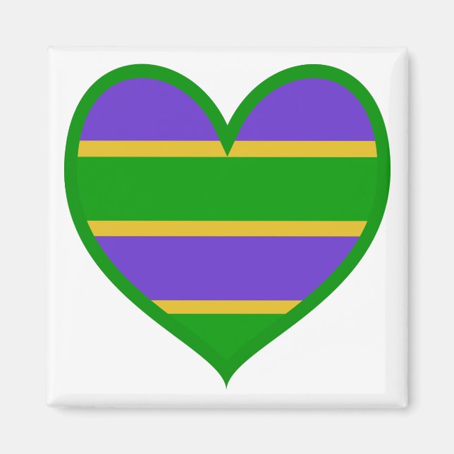 Mardi Gras Striped Heart Magnet (Front)