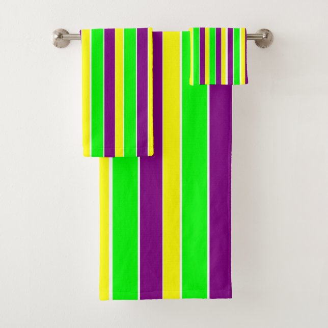 Mardi Gras Stripes Bath Towel Set (Insitu)