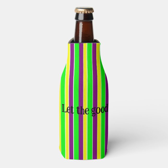 Mardi Gras Stripes Bottle Cooler (Bottle Front)