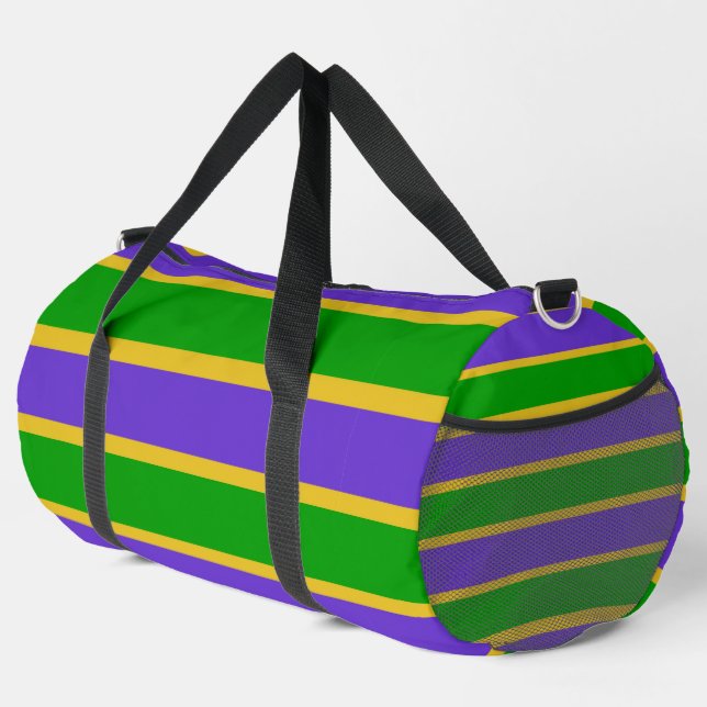 Mardi Gras Stripes Duffle Bag (Right Corner)