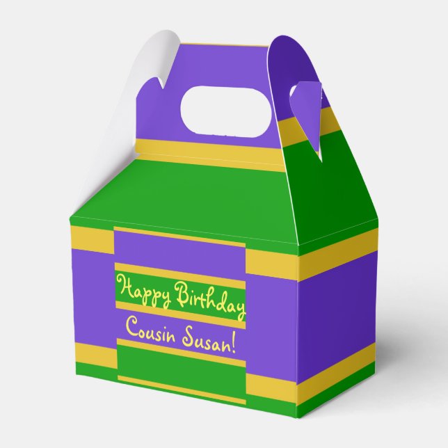 Mardi Gras Stripes Favour Box (Back Side)