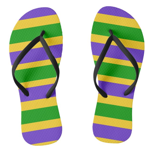 Mardi Gras Stripes Flip Flops (Footbed)