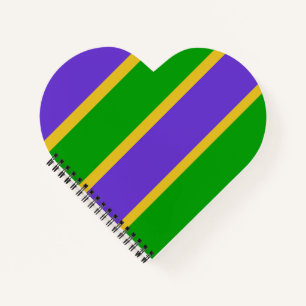 Mardi Gras Stripes Heart  Notebook