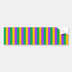 Mardi Gras Stripes Pattern Purple Green Yellow Bumper Sticker