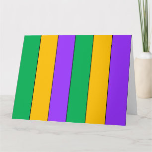 Mardi Gras Stripes Pattern Purple Green Yellow Card